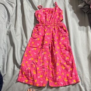 Cat & Jack Pink and Yellow Floral Kids Jumpsuit